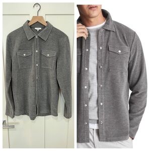 Reiss Deansgate Gray Long Sleeve Shacket Shirt Jacket Grey Button Up Collared S